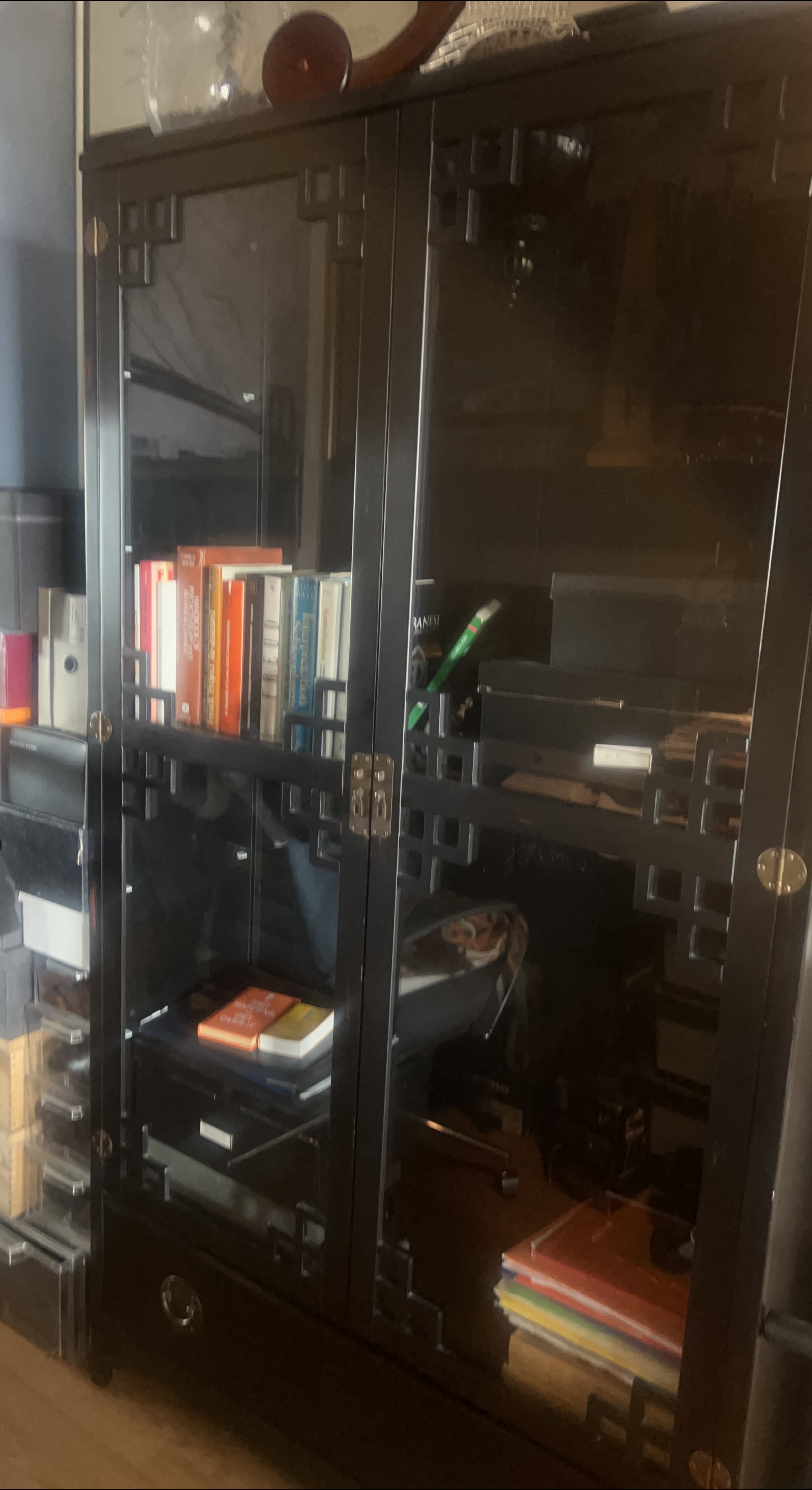 Black Display Cabinet with Glass Doors thumbnail