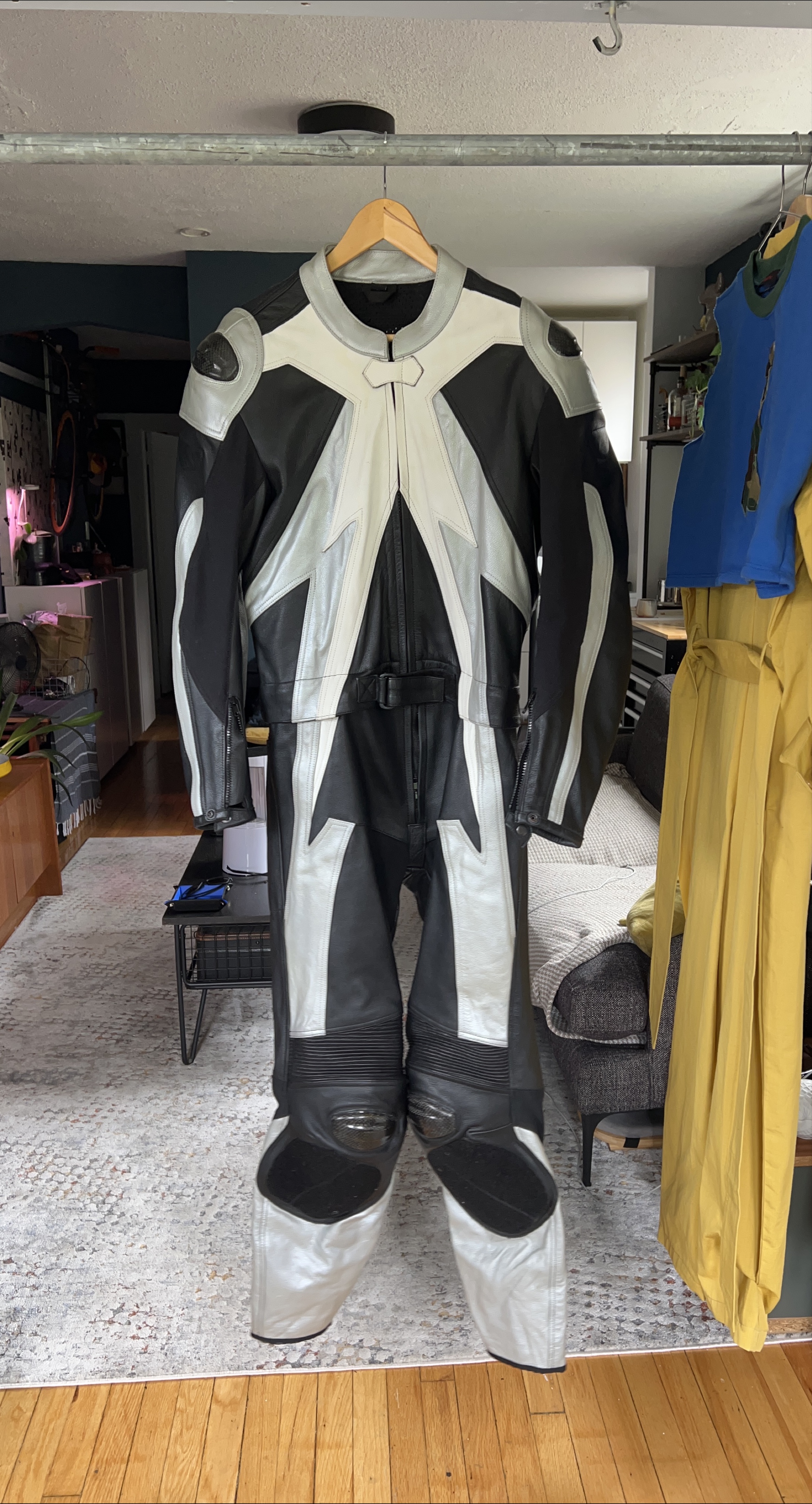 Motorcycle Racing Suit - Black and Silver thumbnail