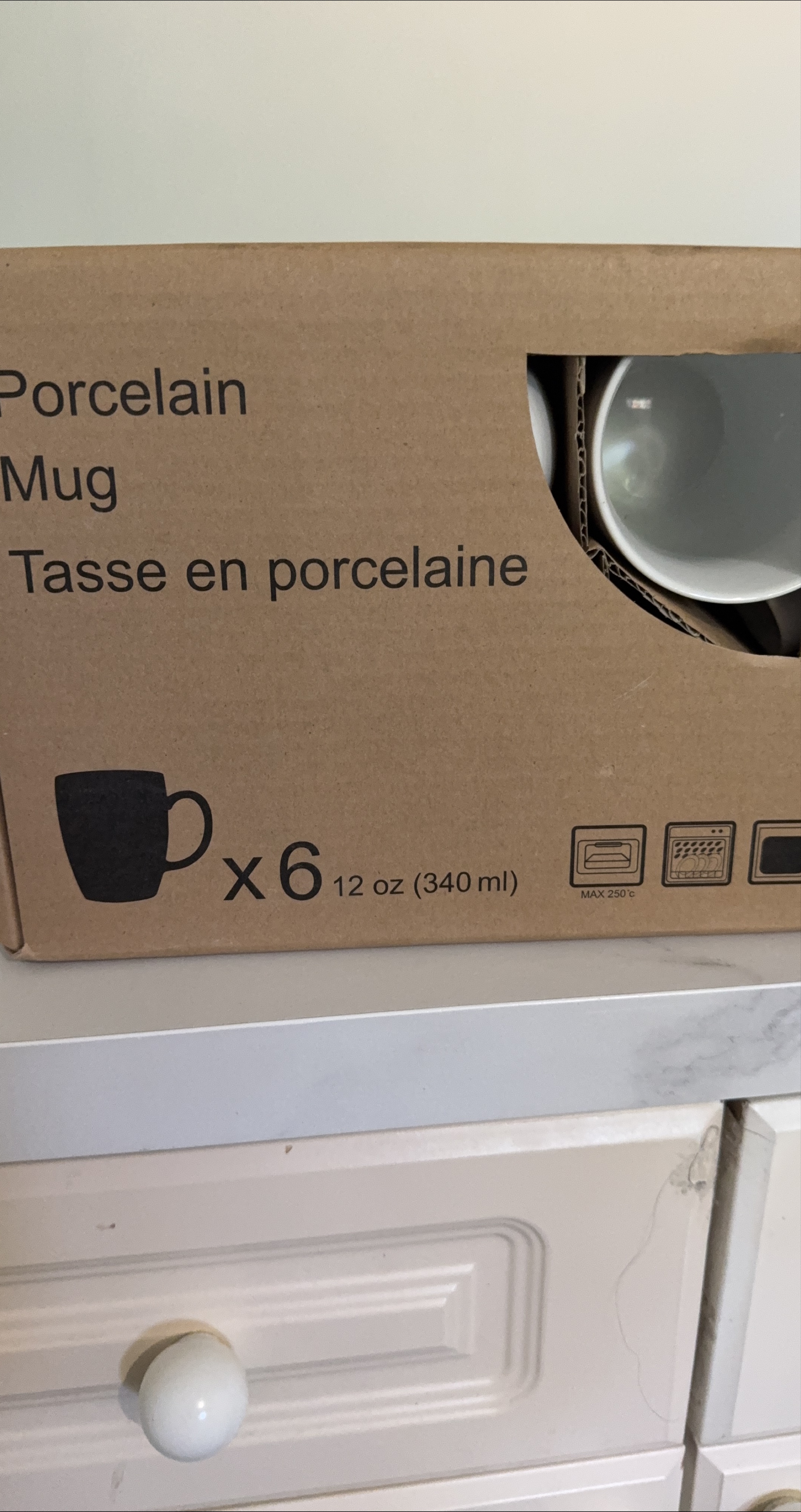 Porcelain Mug Set - 6 Mugs (12oz)