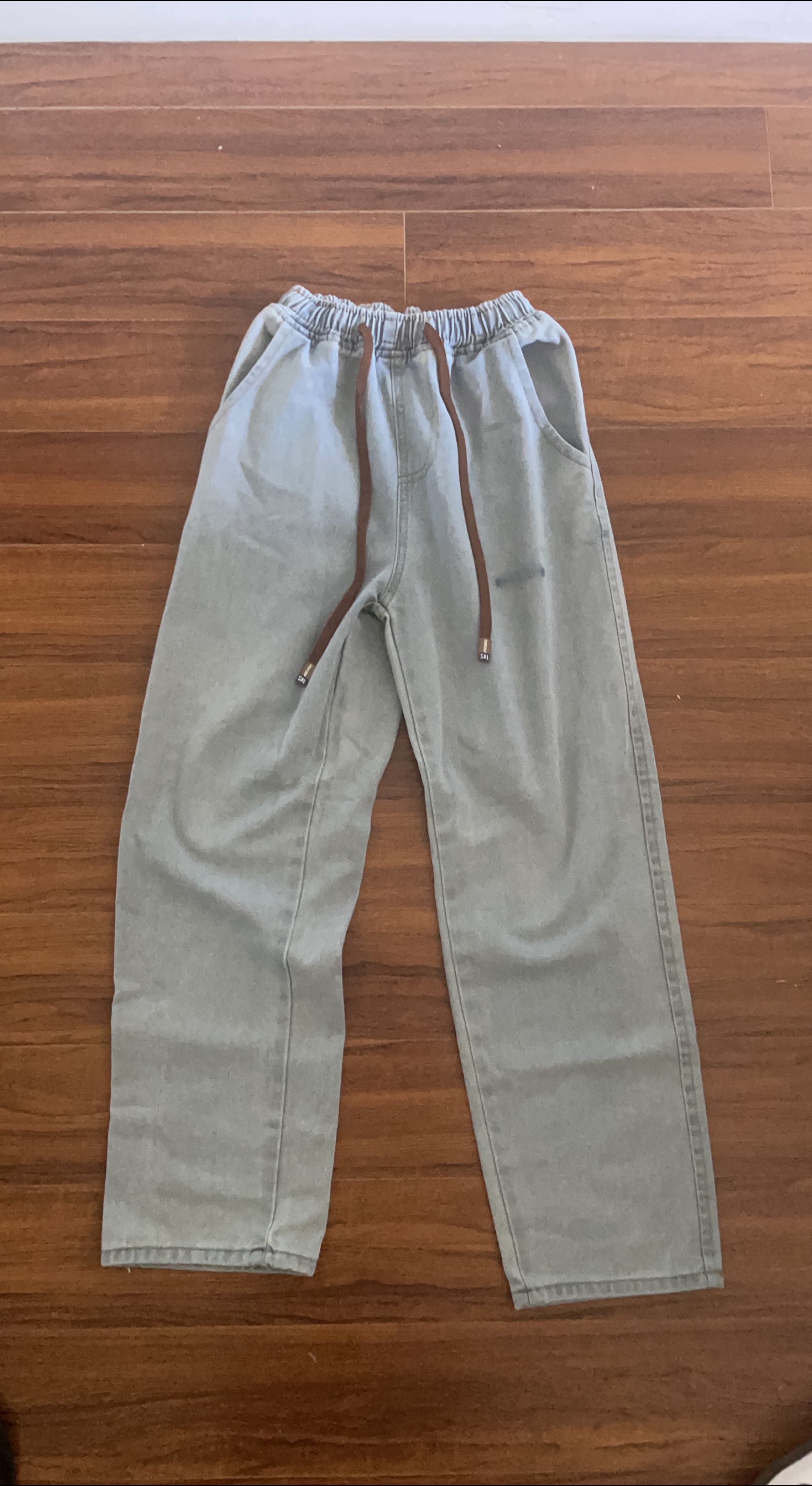 Light Blue Denim Pants with Drawstring thumbnail