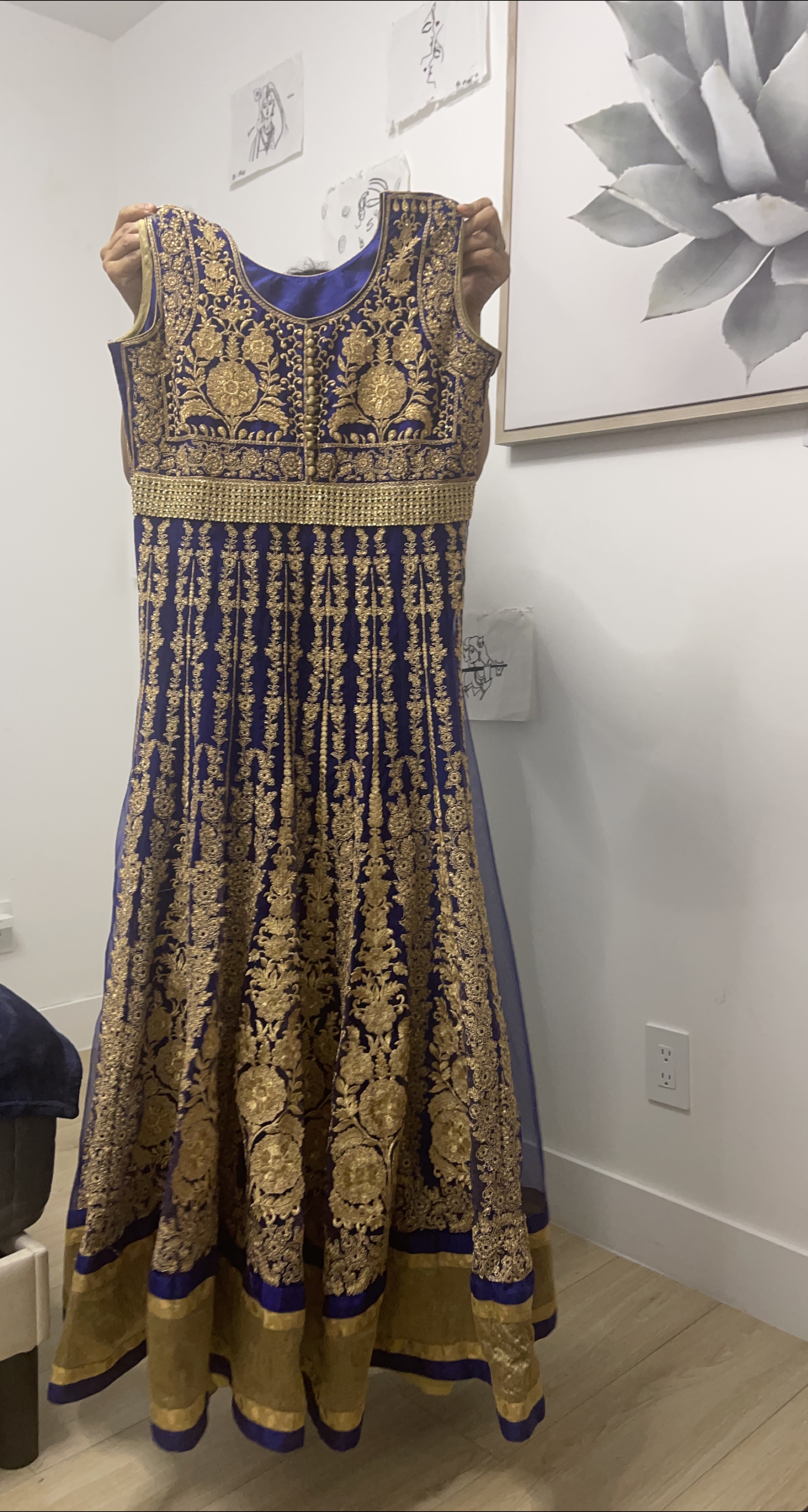 Blue & Gold Embroidered Dress thumbnail