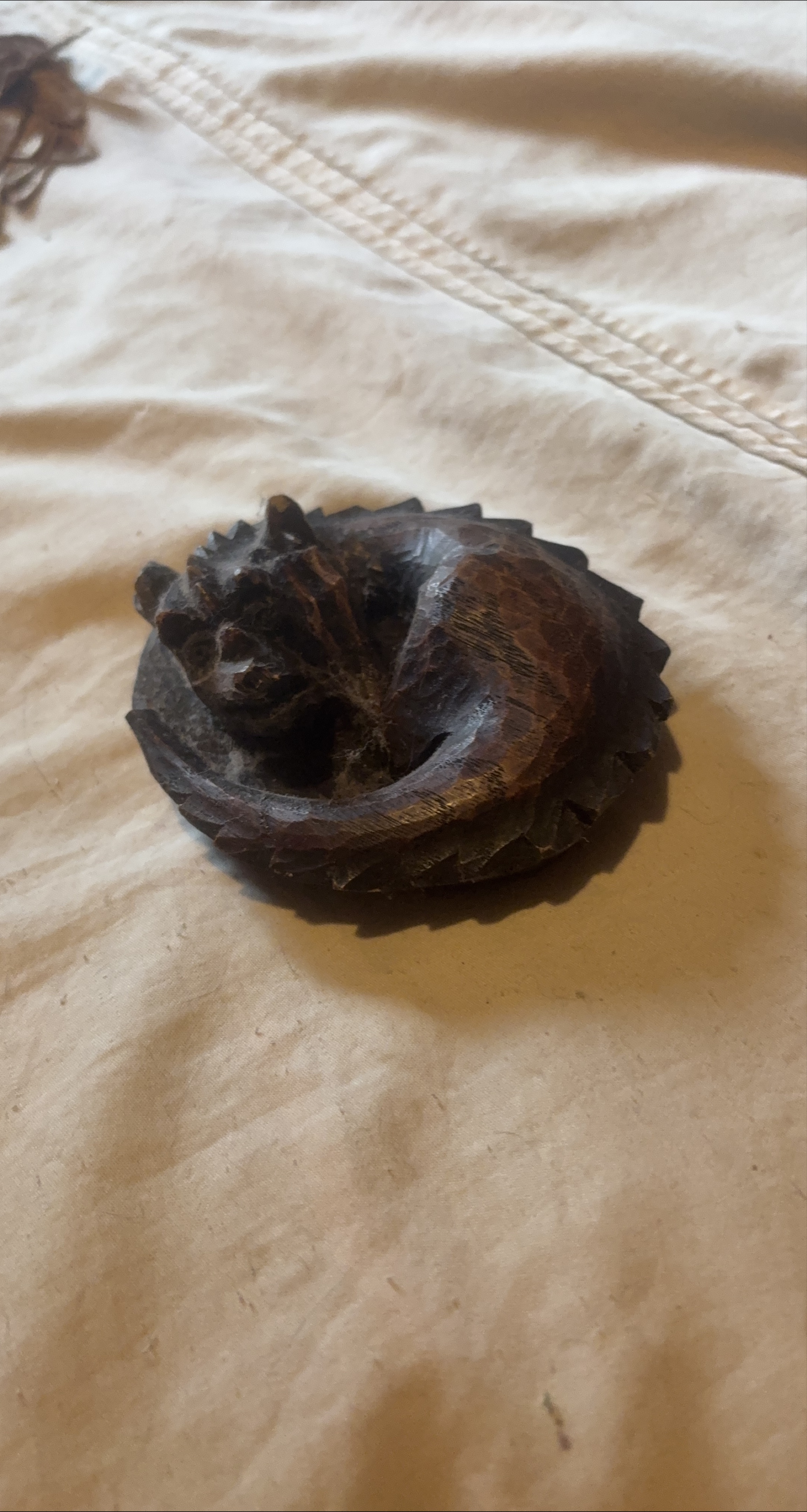 Vintage Carved Wood Sleeping Dragon Figurine thumbnail
