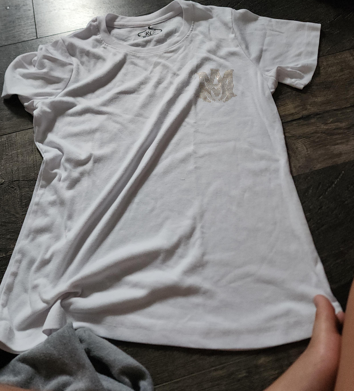 RC Girl's White T-Shirt with 'M' Sequin Pocket thumbnail