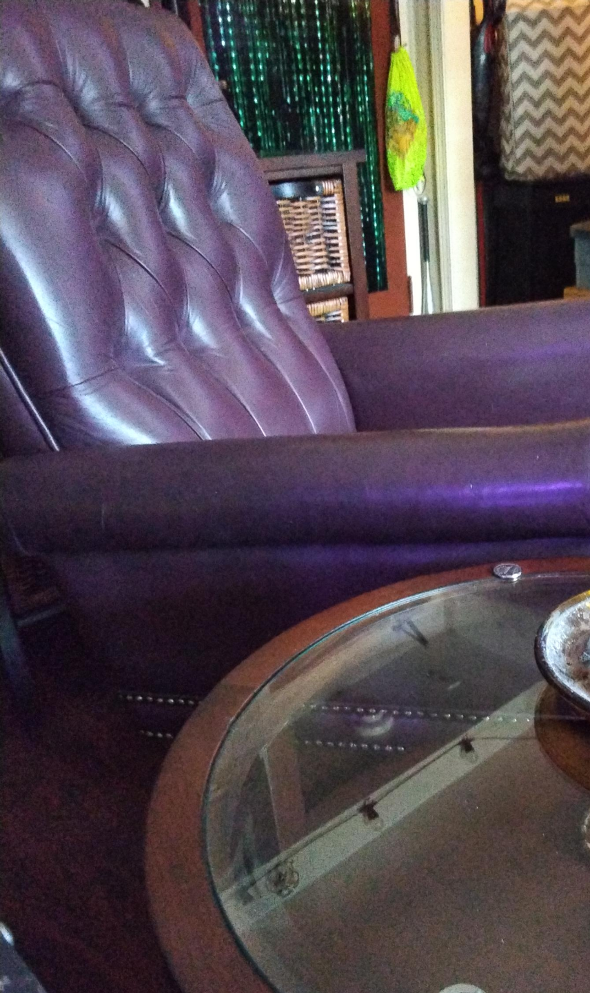 Leather Armchair - Plum, swivel and rocker tufted thumbnail