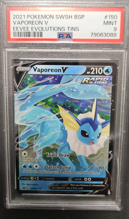 PSA 9 Mint Vaporeon V - Eevee Evolutions Tin thumbnail