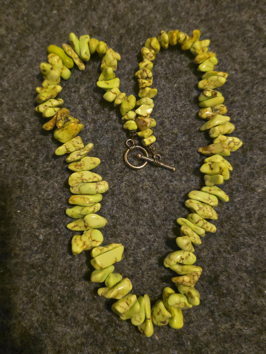 Rare Lime Green TURQUOISE NATURAL Stone Necklace thumbnail