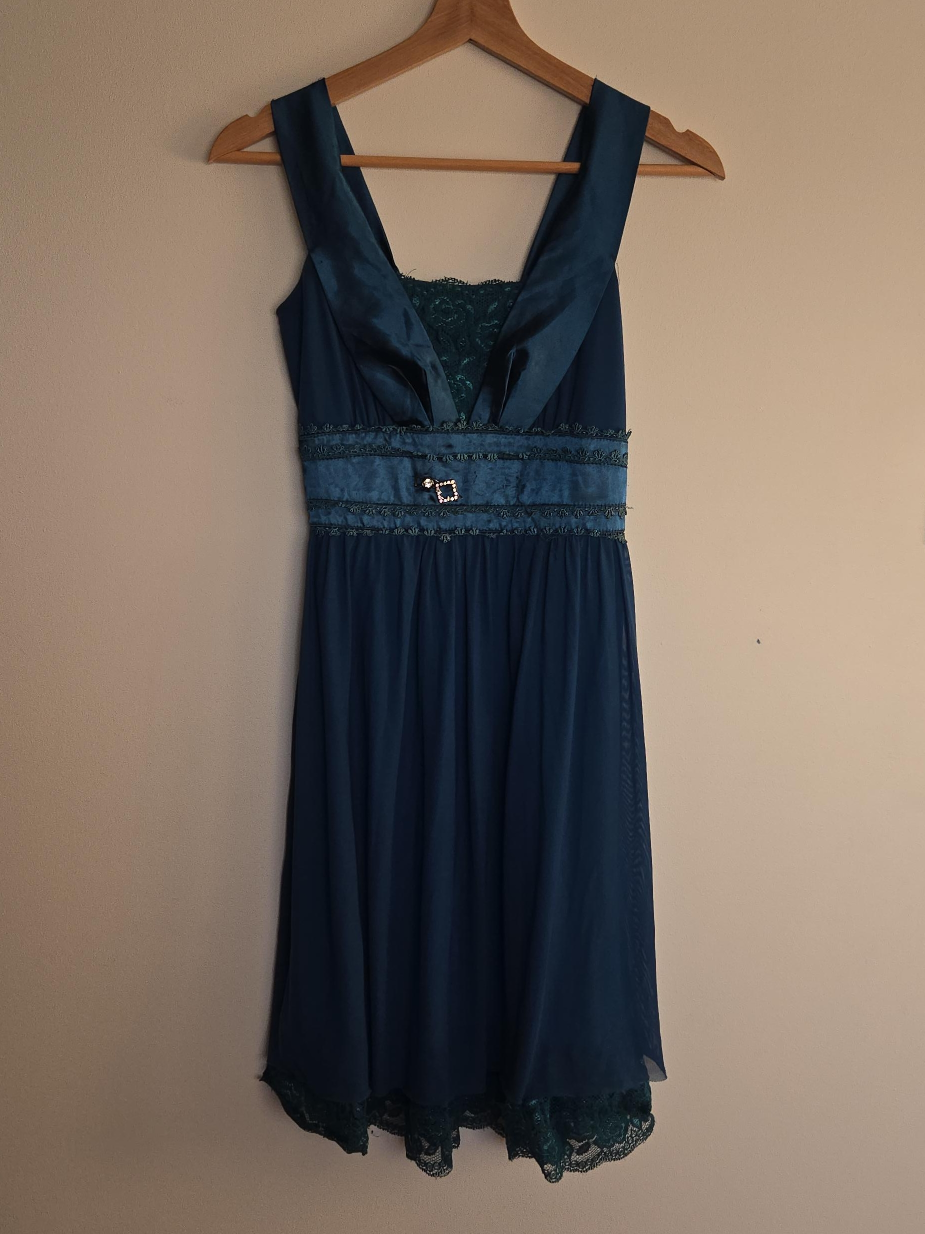 Teal Dress with Lace Details thumbnail
