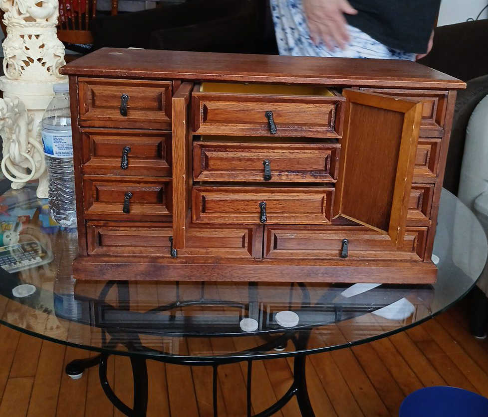 Vintage wooden jewelry chest thumbnail