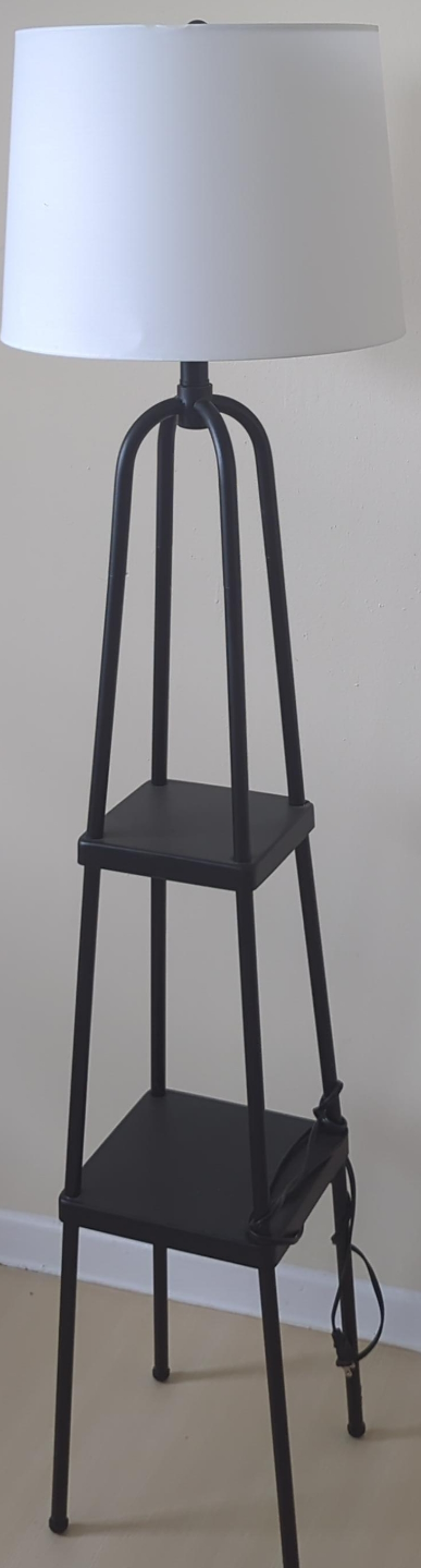 Black Metal Floor Lamp with Shelves thumbnail