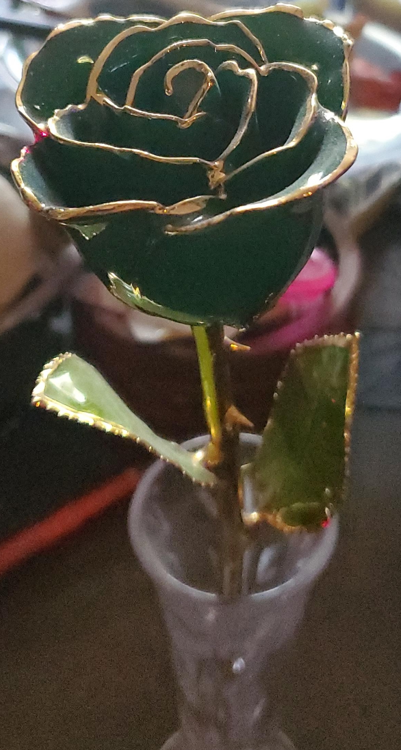 Decorative Green Rose with Gold Trim thumbnail