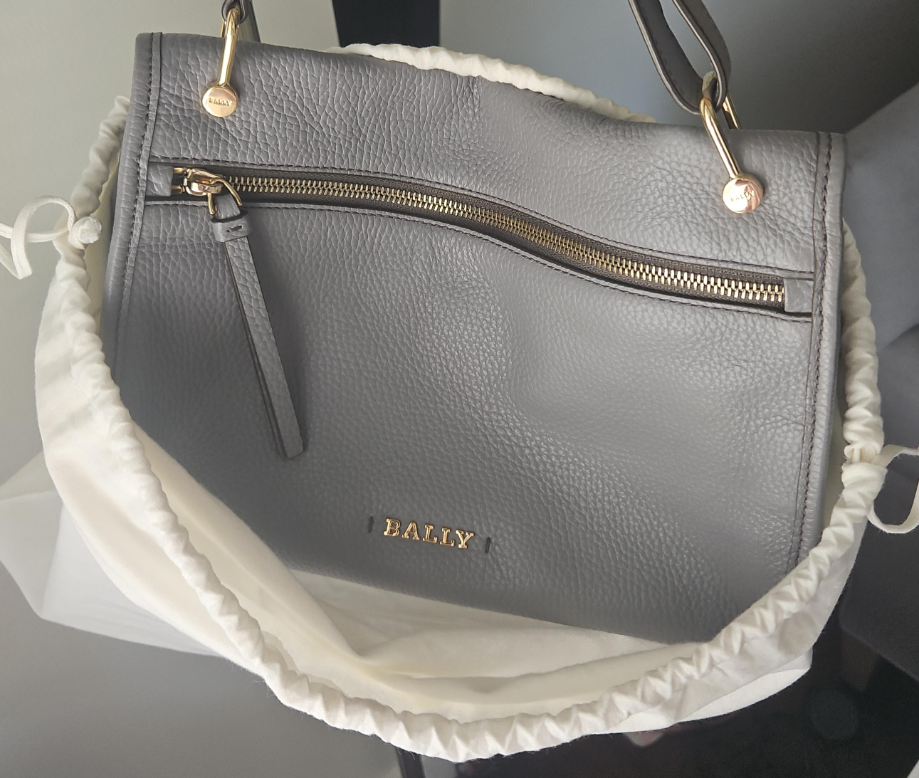 AUTHENTIC Bally Grey Leather Handbag
