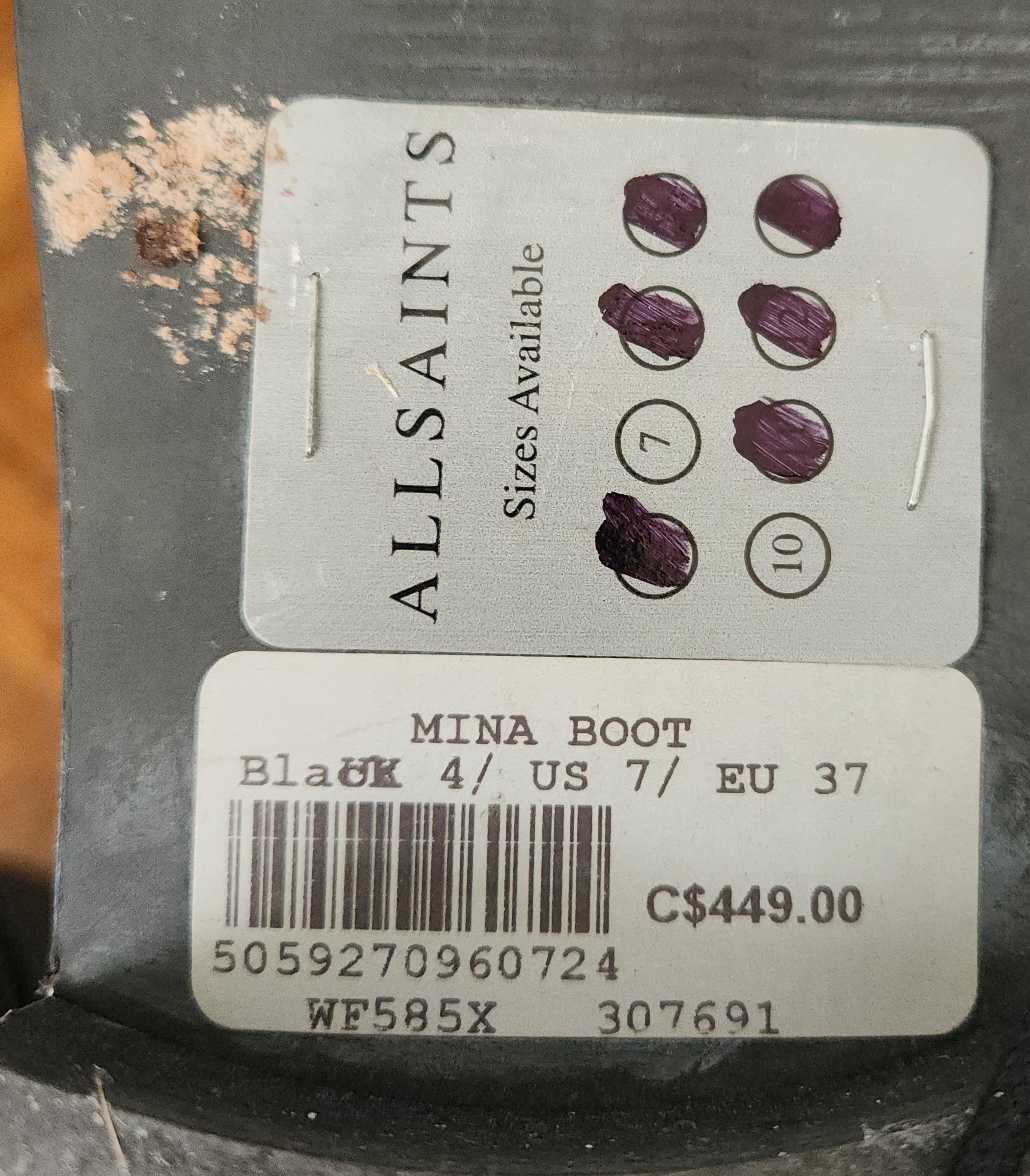 AllSaints Mina Black Leather Boots - US 7 - photo 5