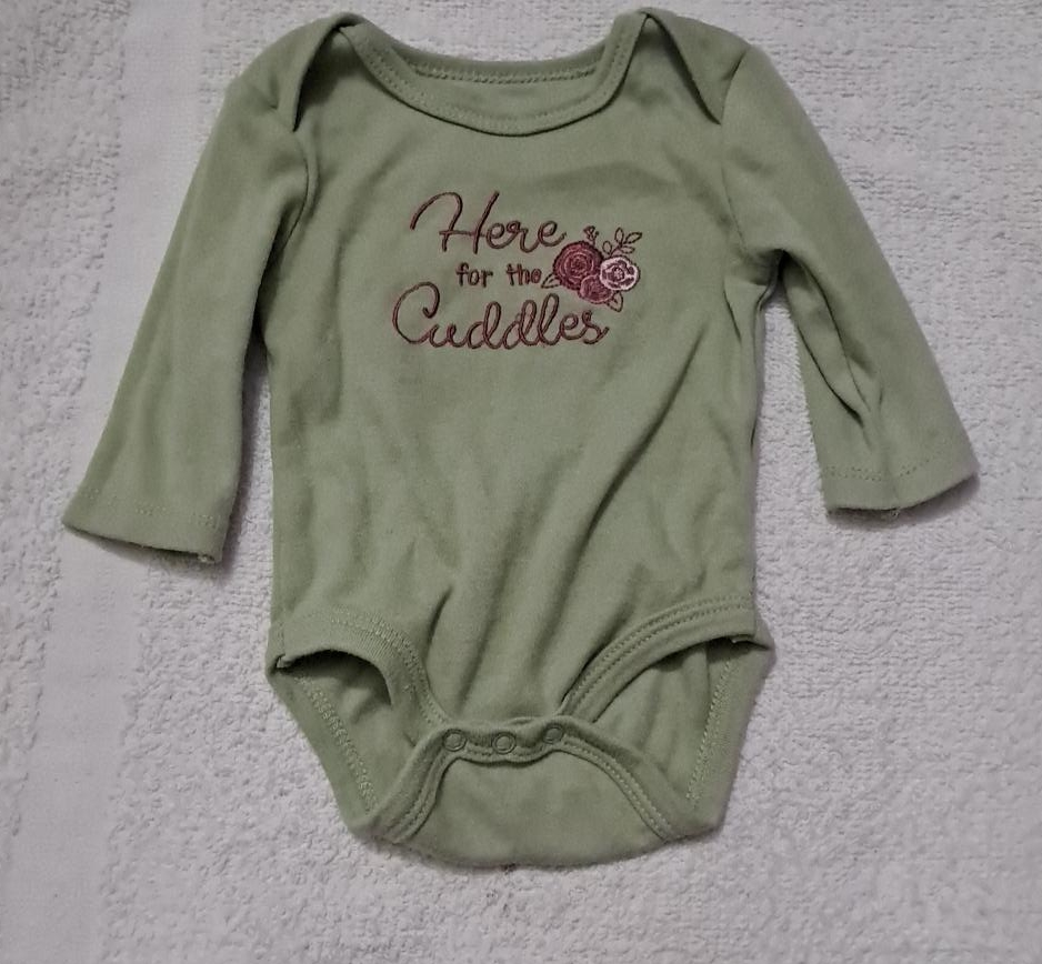 Baby Bodysuit, Green, 'Here for the Cuddles' thumbnail