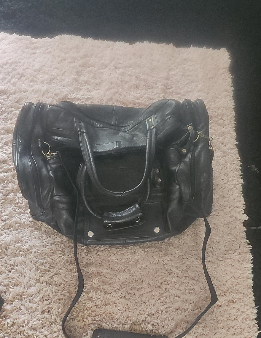 Black Leather Duffel Bag thumbnail