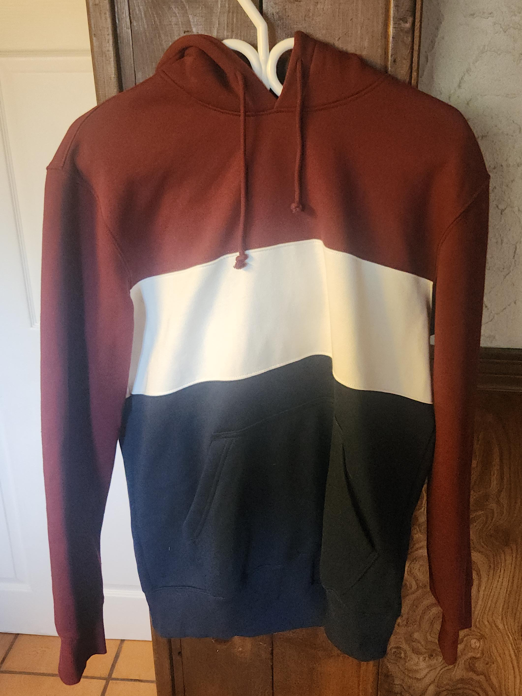 Colour Block Hoodie (Burgundy, White, Navy) thumbnail