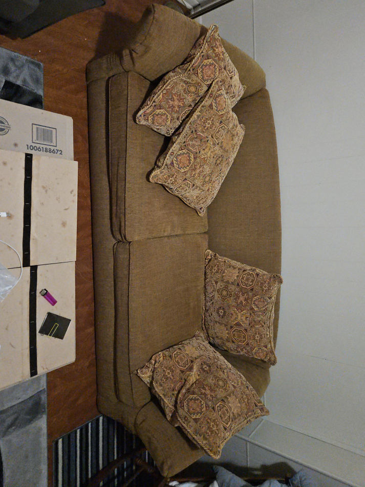 Brown Couch with Pillows thumbnail
