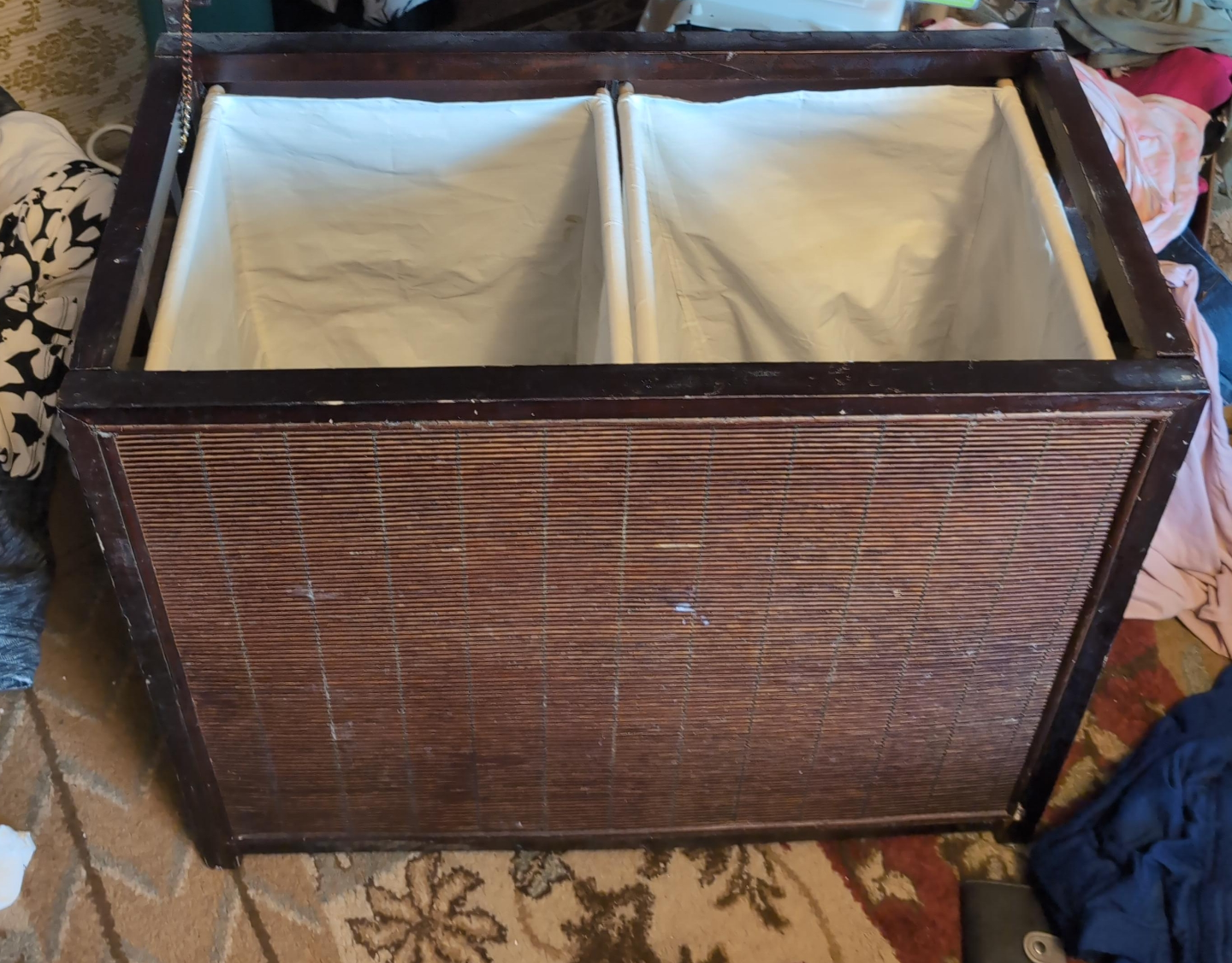 Dark Wood Laundry Hamper thumbnail