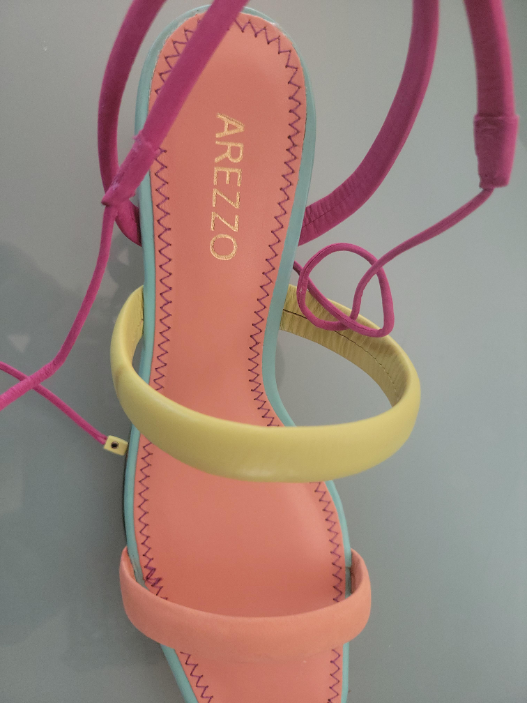 AREZZO Women's Multi-Color Strappy Heeled Sandals