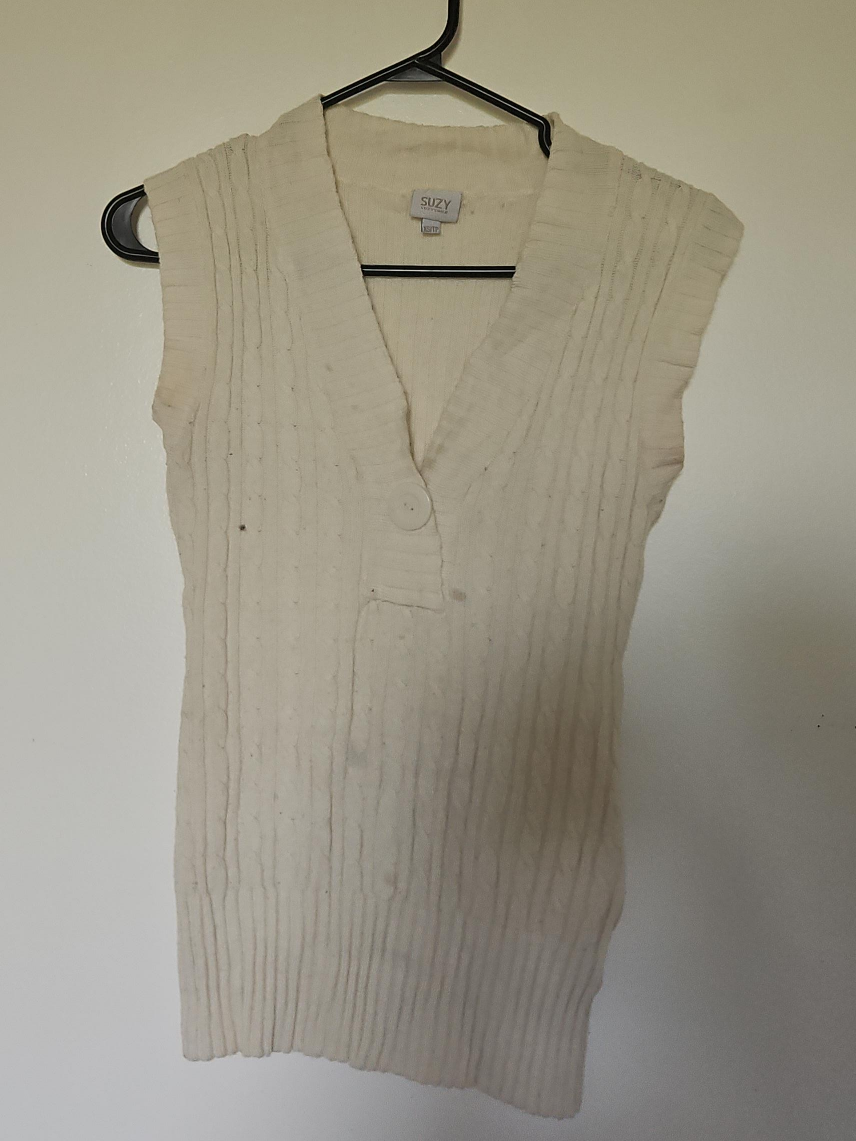 SUZY Cream Sleeveless Knit Top XS/TP thumbnail