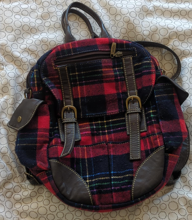 Plaid Print Backpack with Many Pockets thumbnail