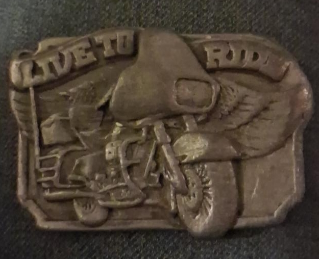 Vintage 'Live to Ride' Motorcycle Belt Buckle