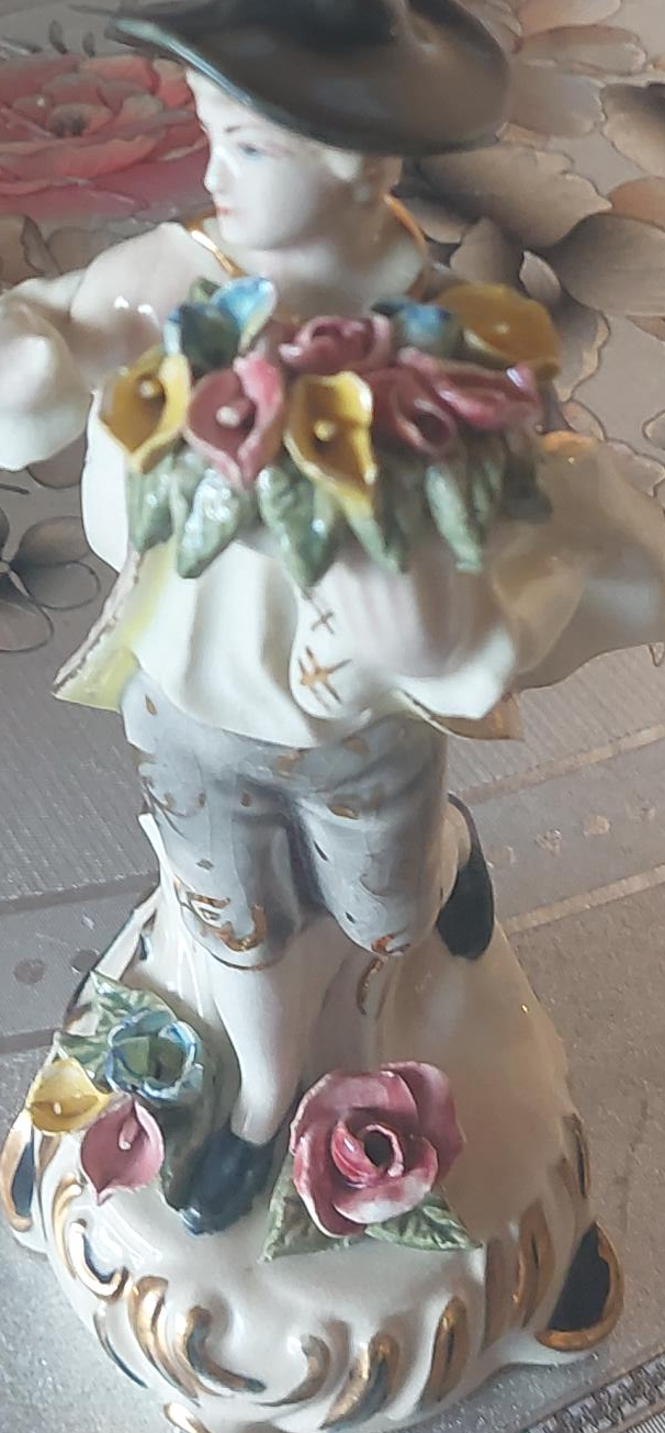 Vintage Figurine with Flowers thumbnail