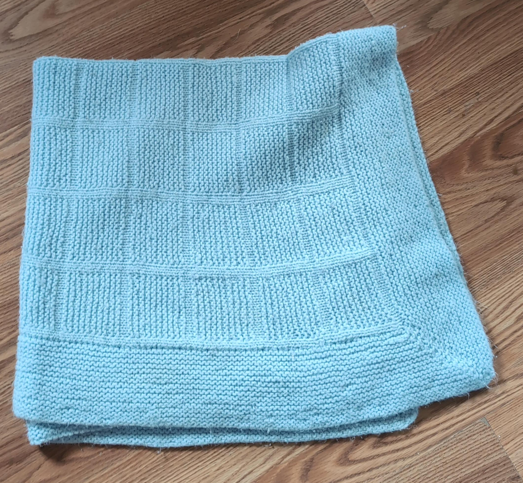 Baby Blue Knitted Blanket thumbnail