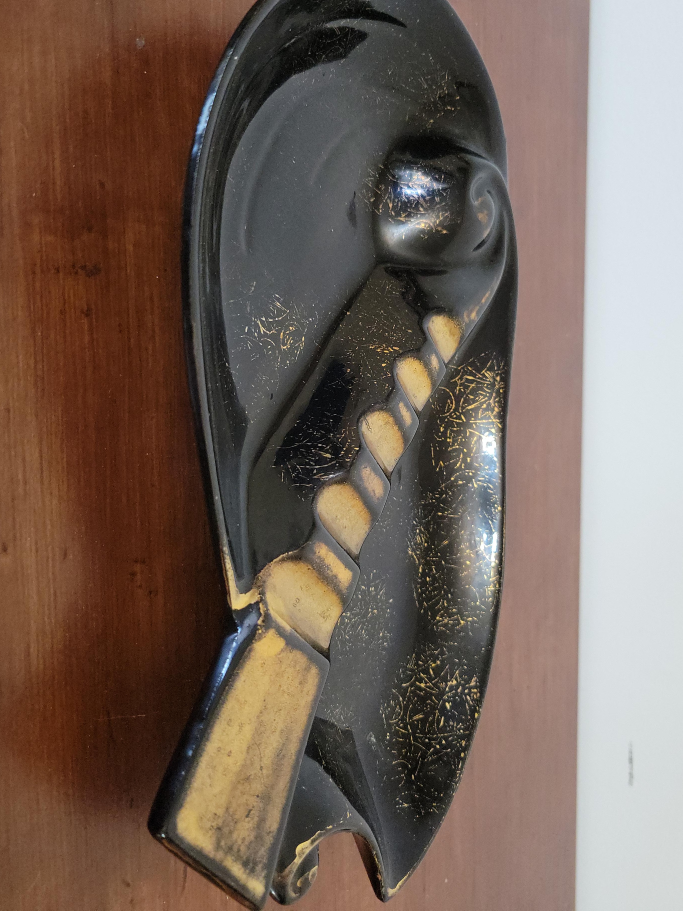 Vintage Japan Ashtray Black & Gold thumbnail