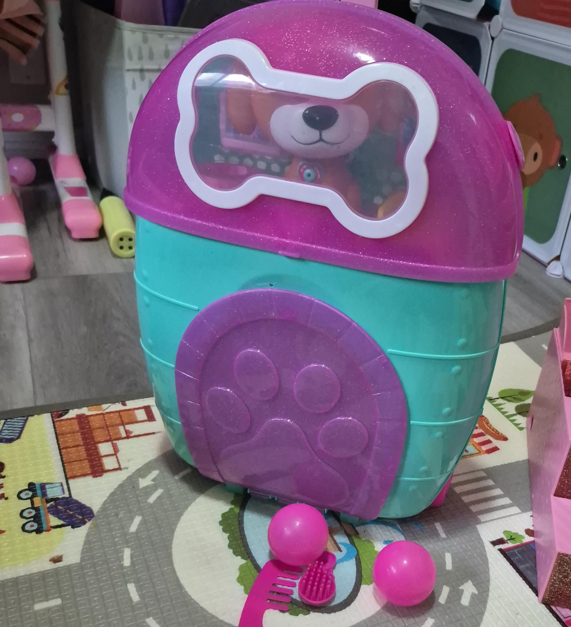 Pink & Teal Toy Pet Grooming Station