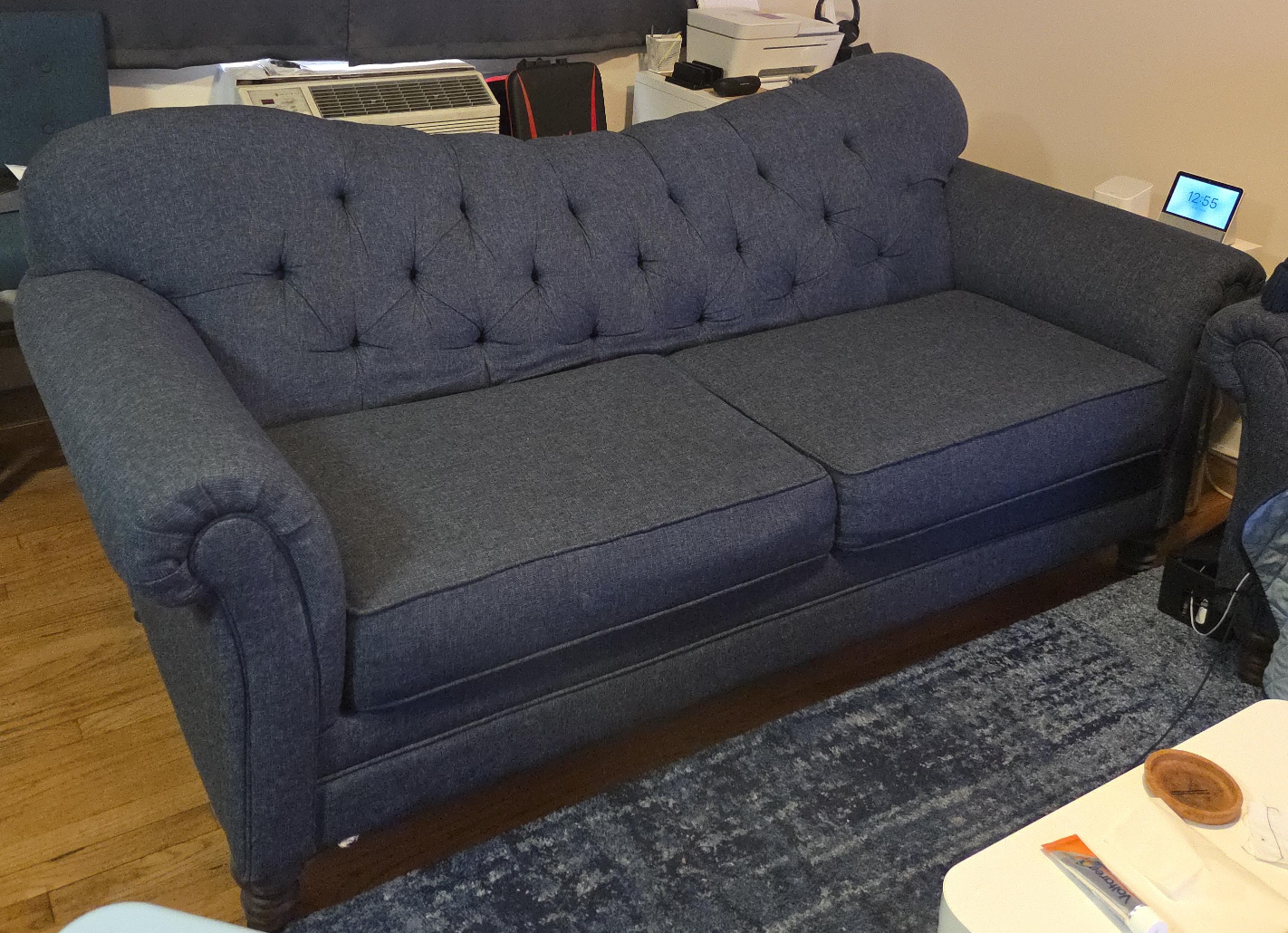 Navy Blue Tufted Sofa thumbnail