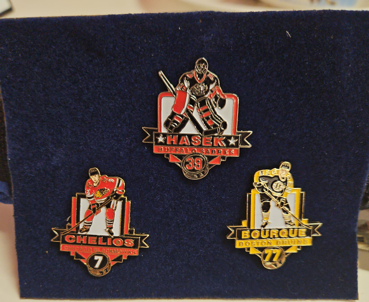 Hockey Player Pins - Hasek, Chelios, Bourque thumbnail