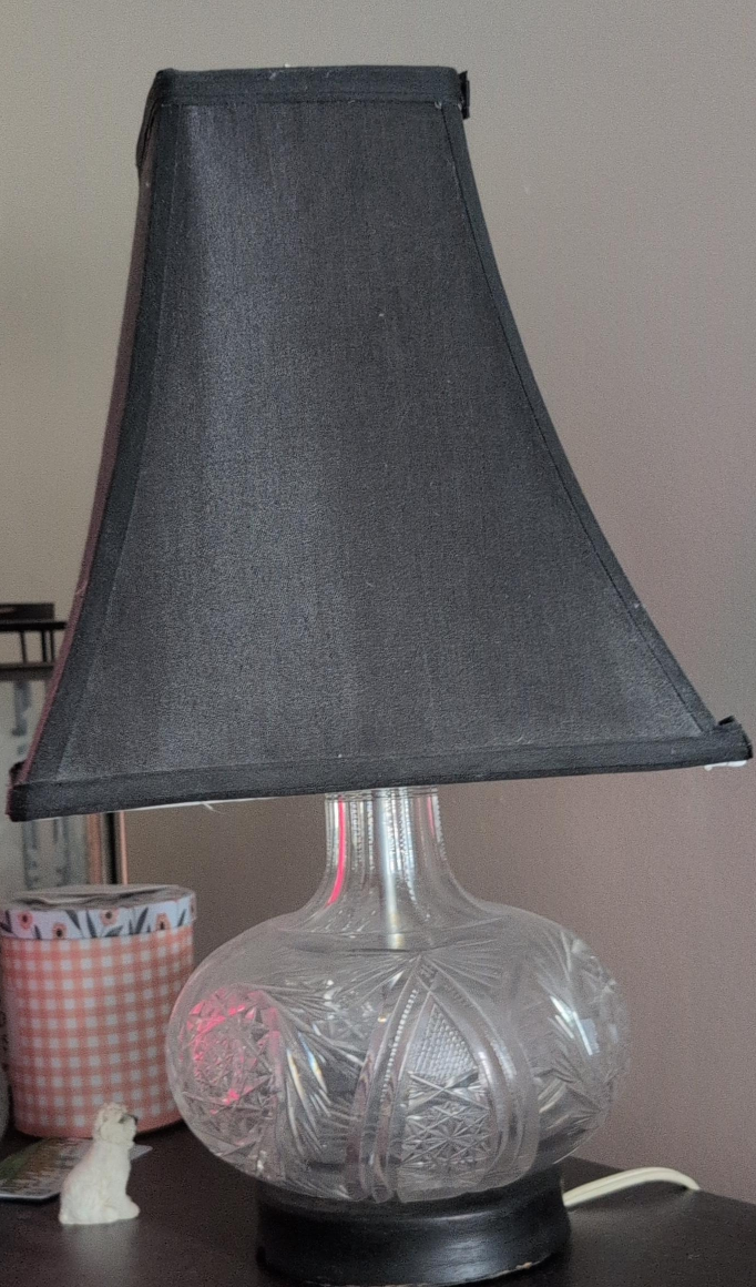 Antique Crystal lamp with black shafe thumbnail