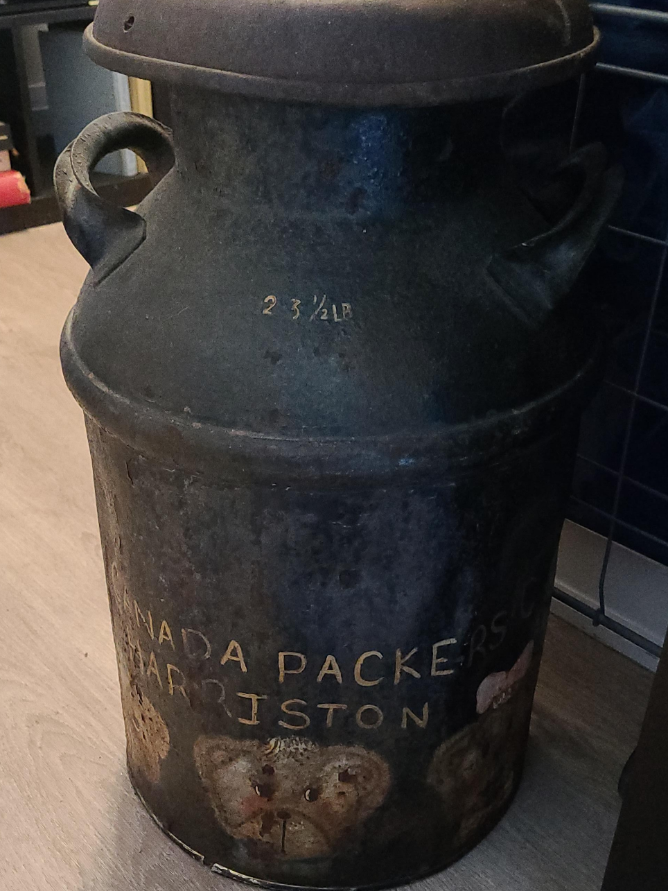 Vintage Milk Can with Decorative Bears thumbnail