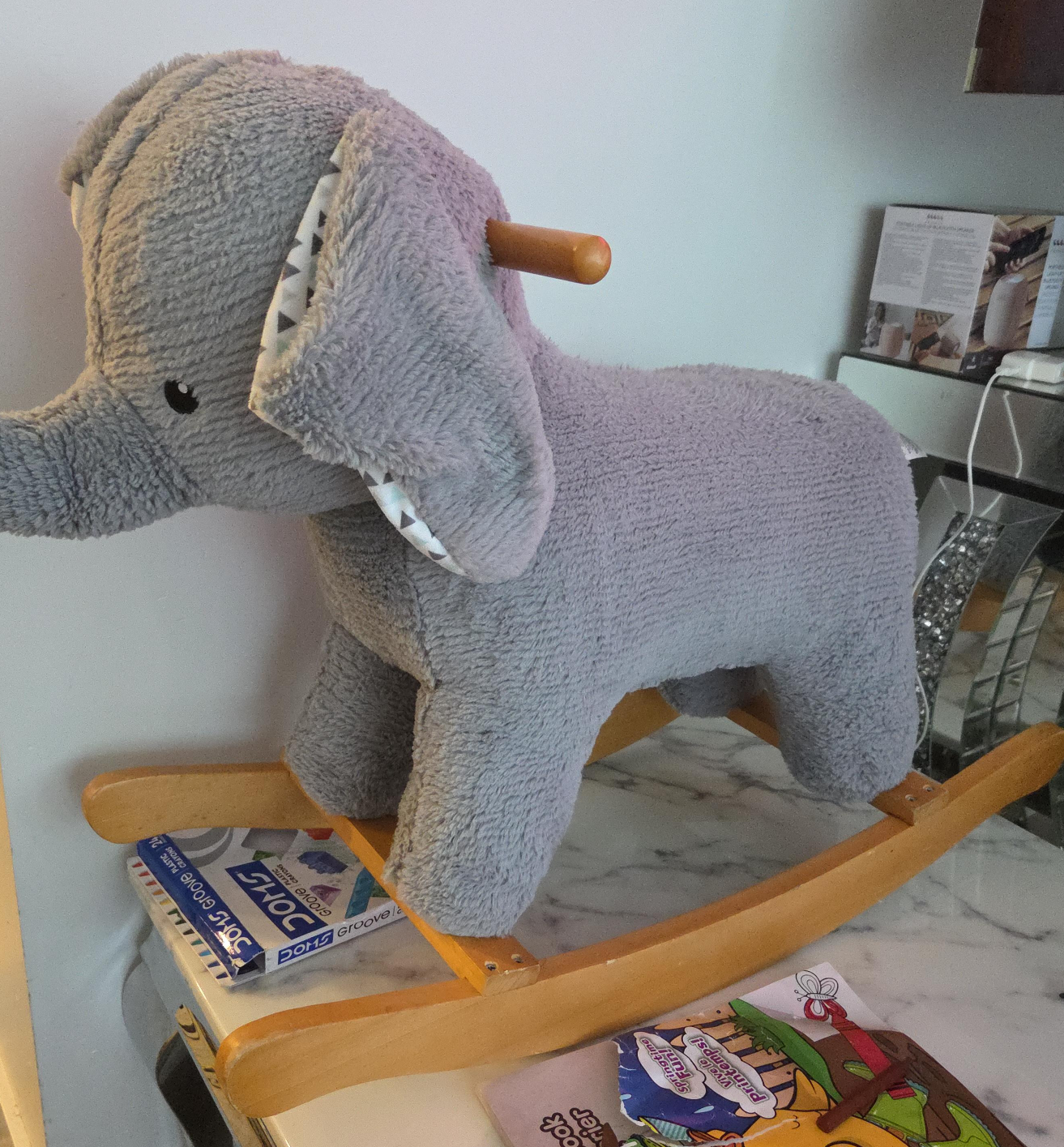 Grey Plush Elephant Rocking Horse thumbnail