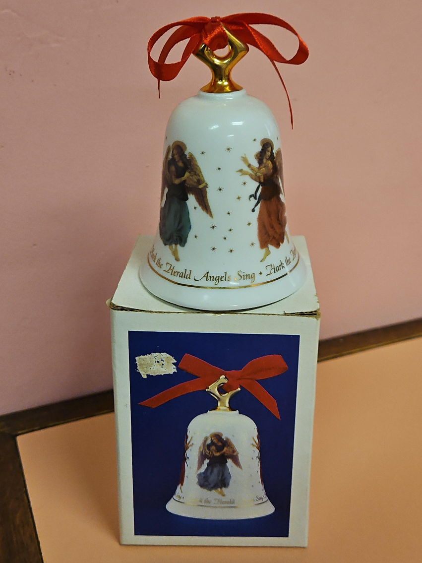 Vintage Porcelain Christmas Bell Ornament thumbnail