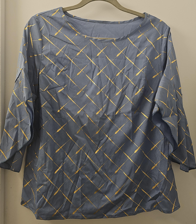 Blue and Gold Patterned Blouse thumbnail