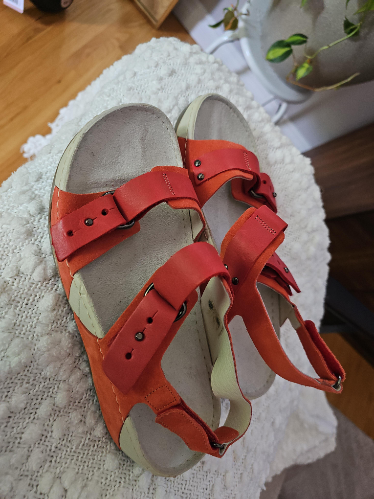 Orange faux Leather Sandals thumbnail
