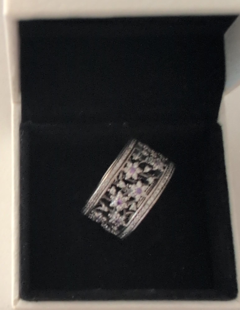 Pandora Silver & Purple Flower Ring thumbnail