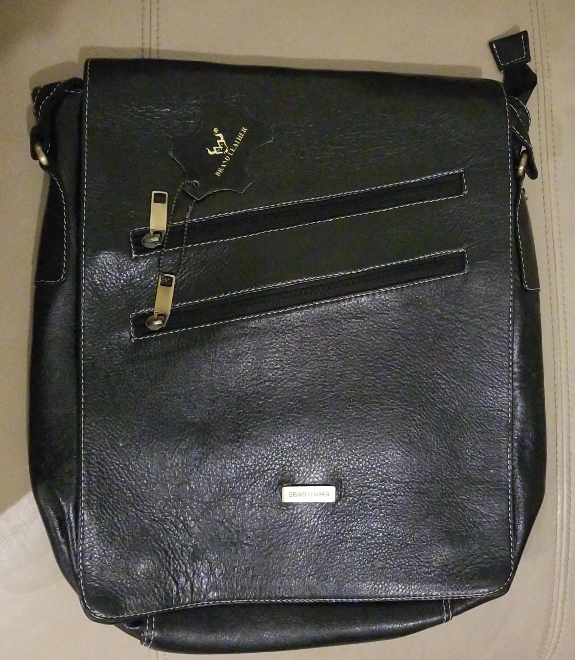 Brand new- Genuine Leather Black Messenger Bag thumbnail