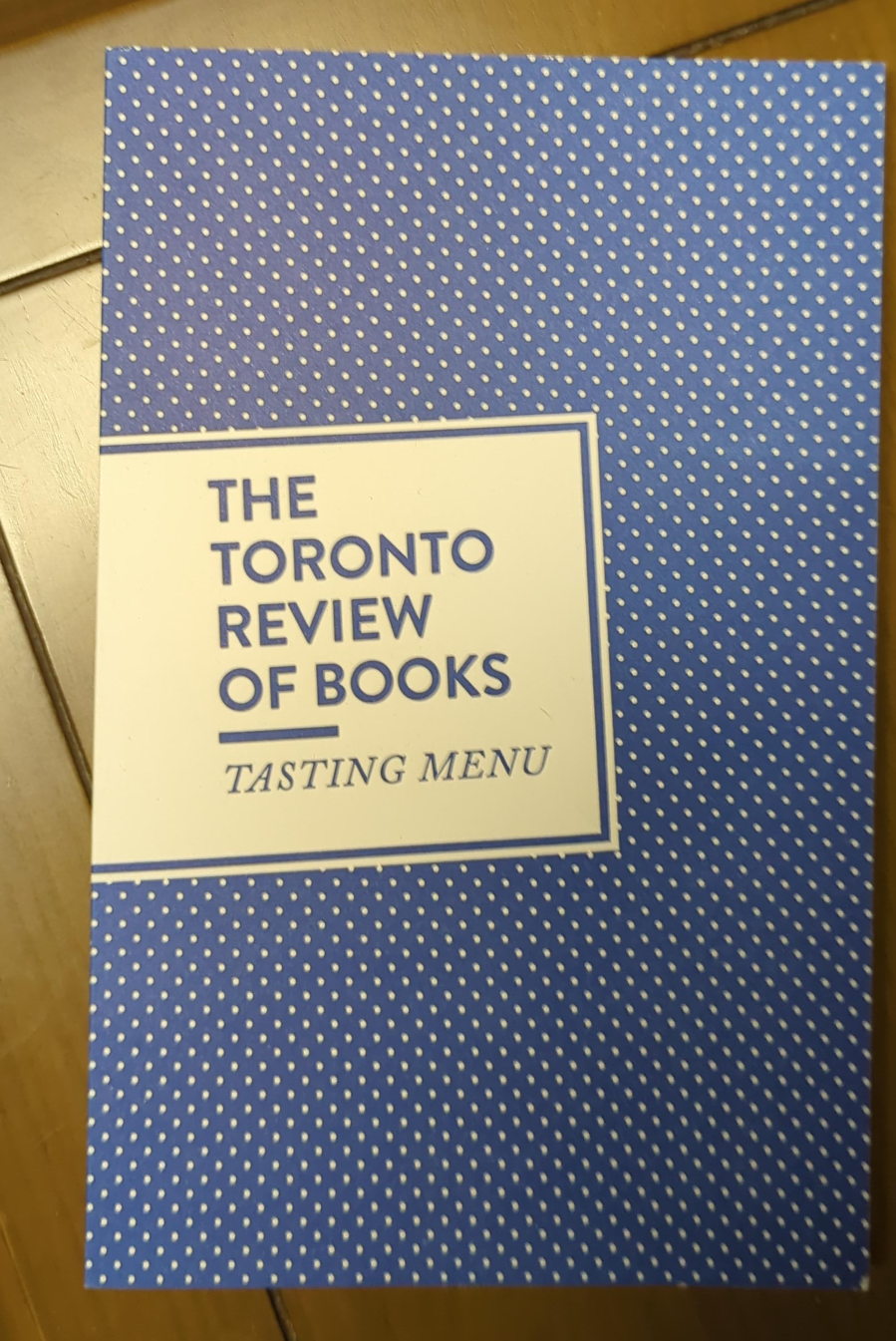 The Toronto Review Of Books Tasting Menu thumbnail