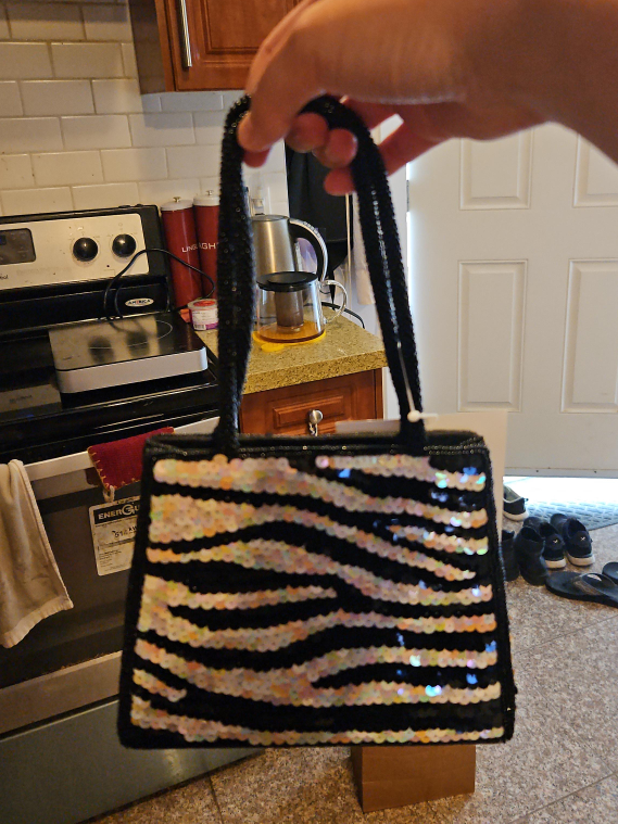 Sequin Zebra Print Purse thumbnail