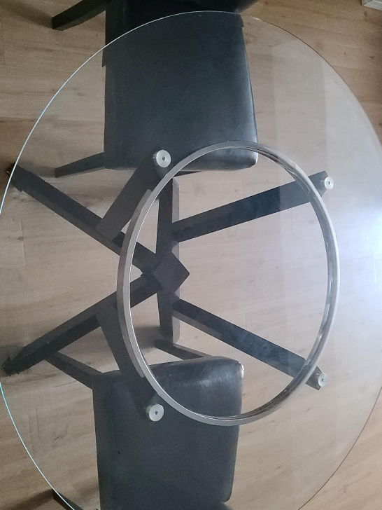 Round Glass Dining Table with 4 Black Chairs thumbnail