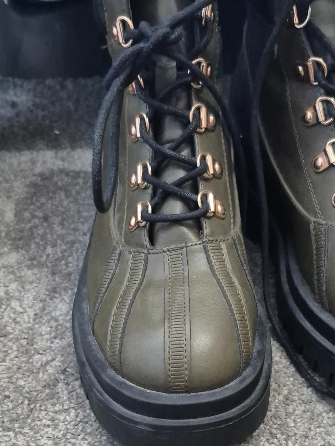 Lace-up Ankle Boots - Olive Green thumbnail
