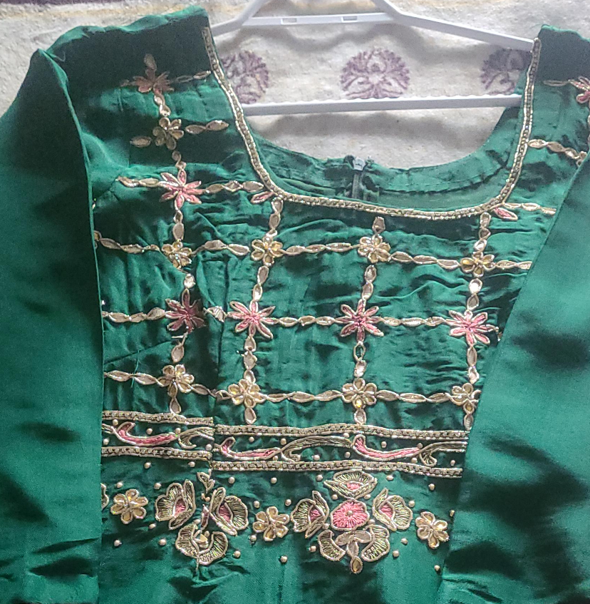 Green Embroidered Dress