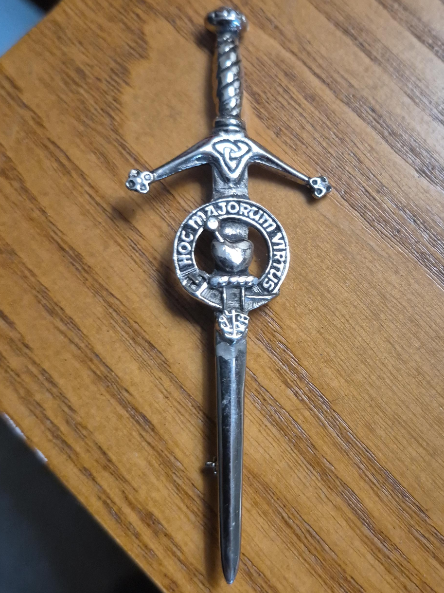 Vintage Scottish Clan Crest Sword Brooch thumbnail
