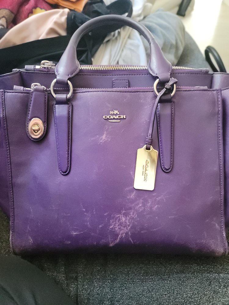 Coach Purple Leather Handbag thumbnail