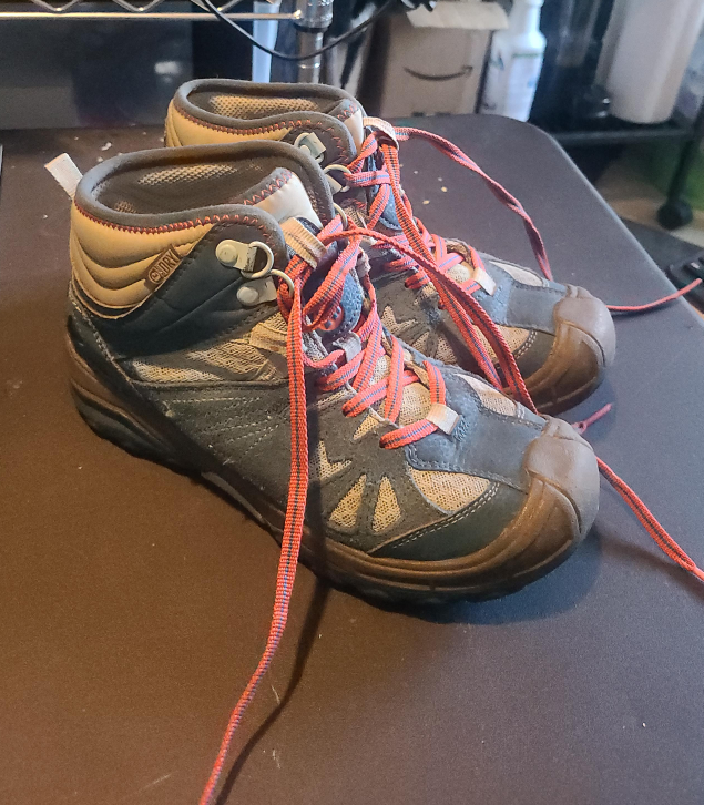 pink and blue kids Merrell hiking boots 3M thumbnail