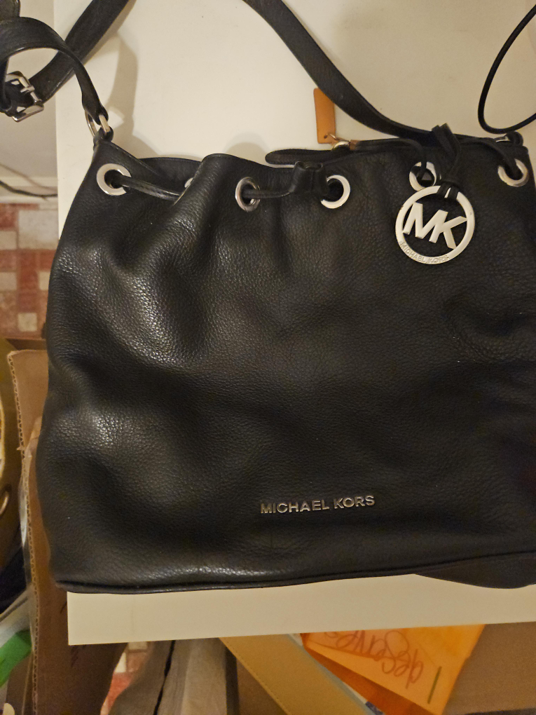 Michael Kors Black Leather Bucket Bag thumbnail