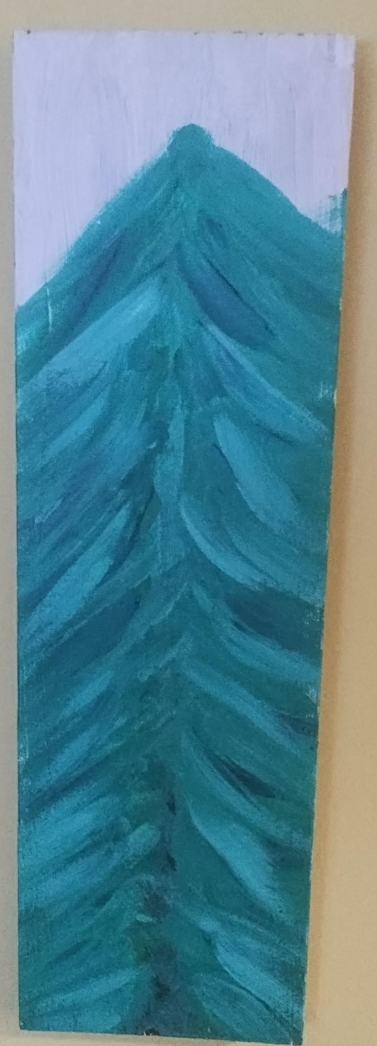 Hand-painted Blue Tree on Wood thumbnail