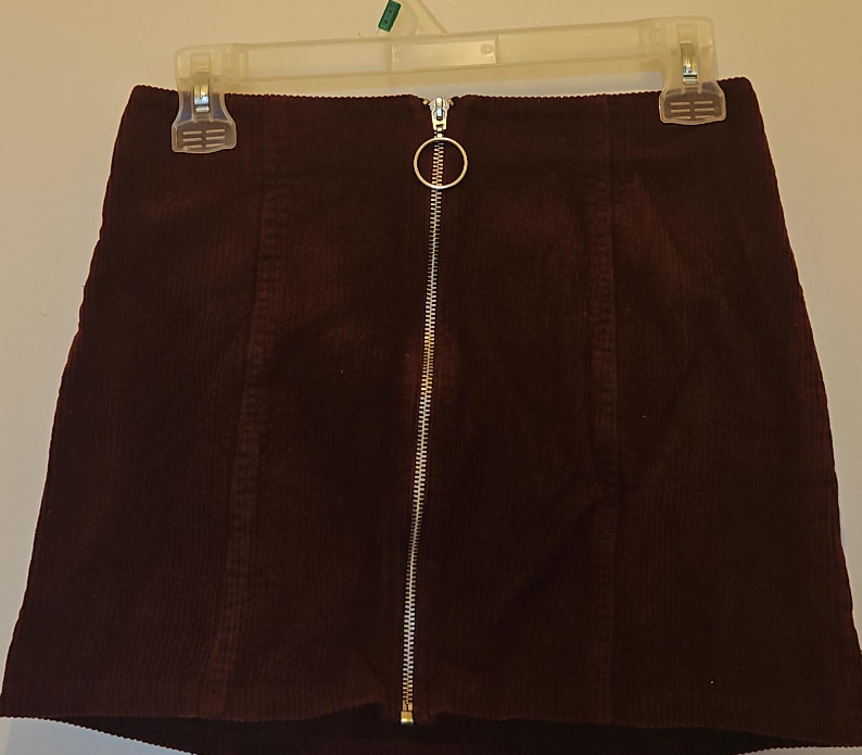 Burgundy Corduroy Mini Skirt thumbnail